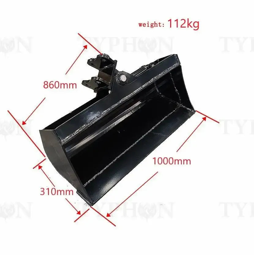 39" (1000mm) Heavy-Duty Hydraulic Tilting Bucket – For 2 to 3.5-Ton Mini Excavators image 0