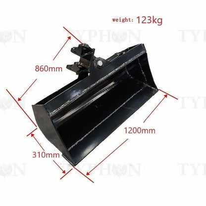 47" (1200mm) Heavy-Duty Hydraulic Tilting Bucket – For 2 to 3.5-Ton Mini Excavators image 0