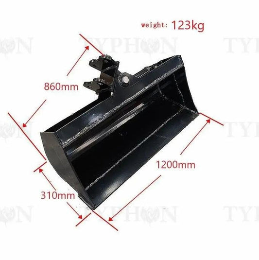 47" (1200mm) Heavy-Duty Hydraulic Tilting Bucket – For 2 to 3.5-Ton Mini Excavators image 0