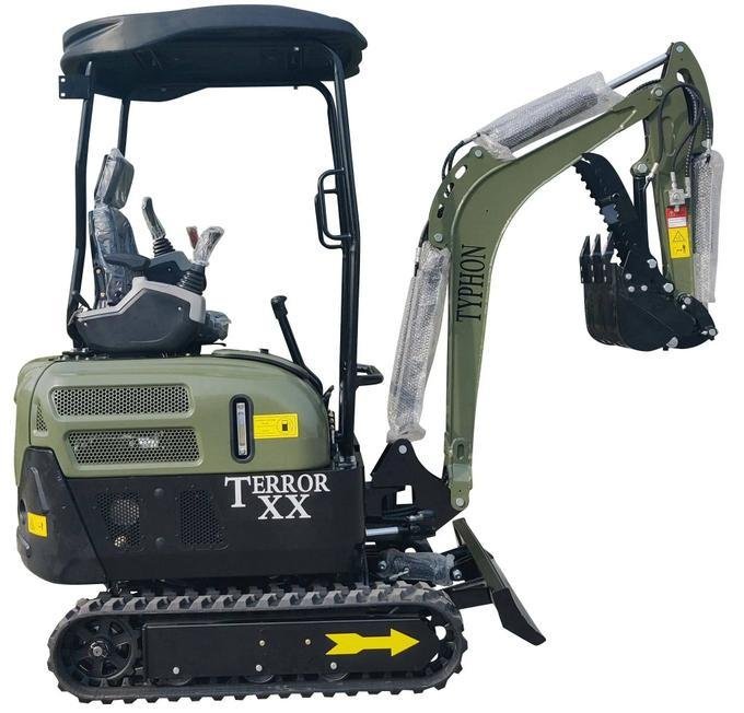 TYPHON TERROR XX Heavy-Duty Mini Excavator – 4000 lbs Green Edition Rubber Track Digger with Kubota D902 Diesel image 0