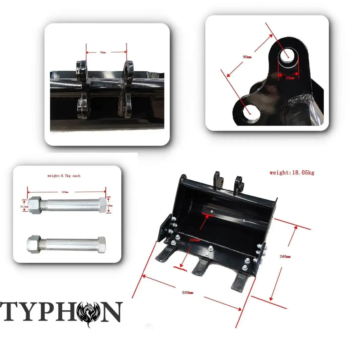 500mm Heavy-Duty Toothed Trenching Bucket – For TYPHON & 3-Ton Mini Excavators image 4