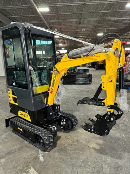 1-Ton Mini Cabin Excavator – 13.5HP Briggs & Stratton Engine 2116 lbs Closed Cab Digger (AGT Industrial) image 0