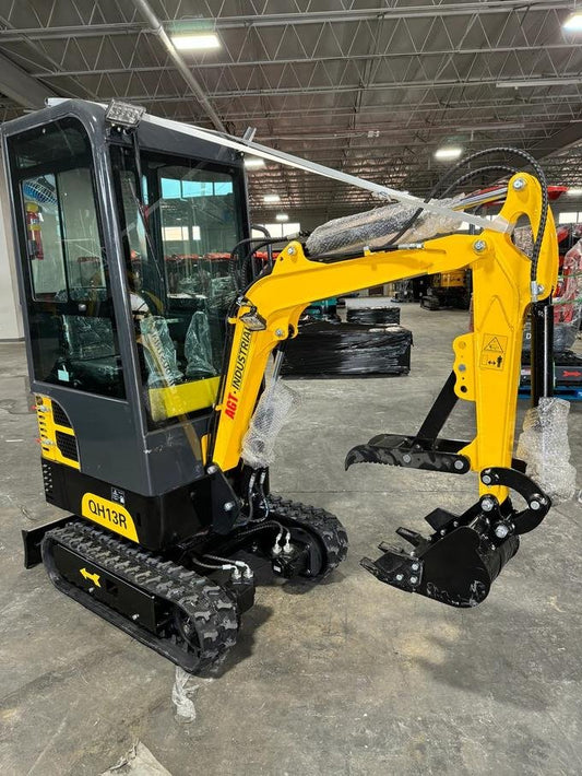 1-Ton Mini Cabin Excavator – 13.5HP Briggs & Stratton Engine 2116 lbs Closed Cab Digger (AGT Industrial) image 0