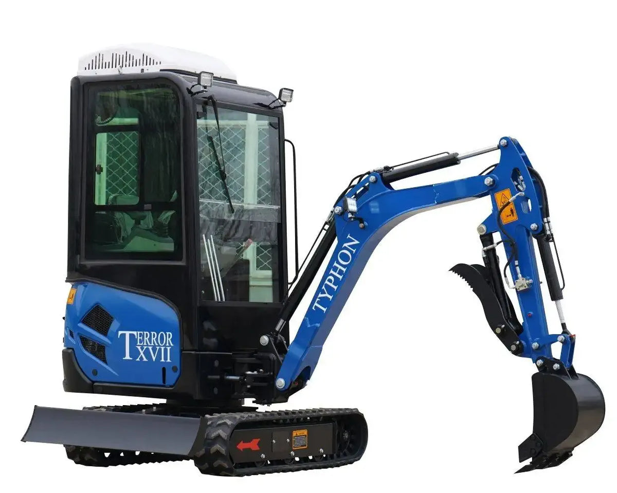 TYPHON TERROR XVII Heavy-Duty Cabin Mini Excavator – 4000 lbs Closed Cab Rubber Track Digger with Kubota Diesel image 0
