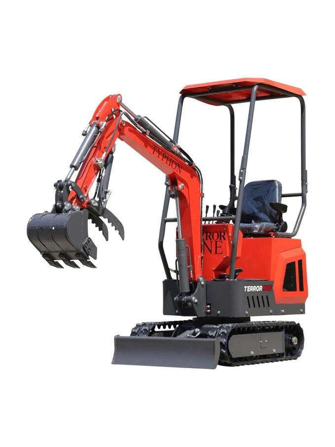 TYPHON TERROR ONE STORM 1-Ton Mini Excavator – High-Performance Micro Crawler Trench Digger with Protective Canopy image 0