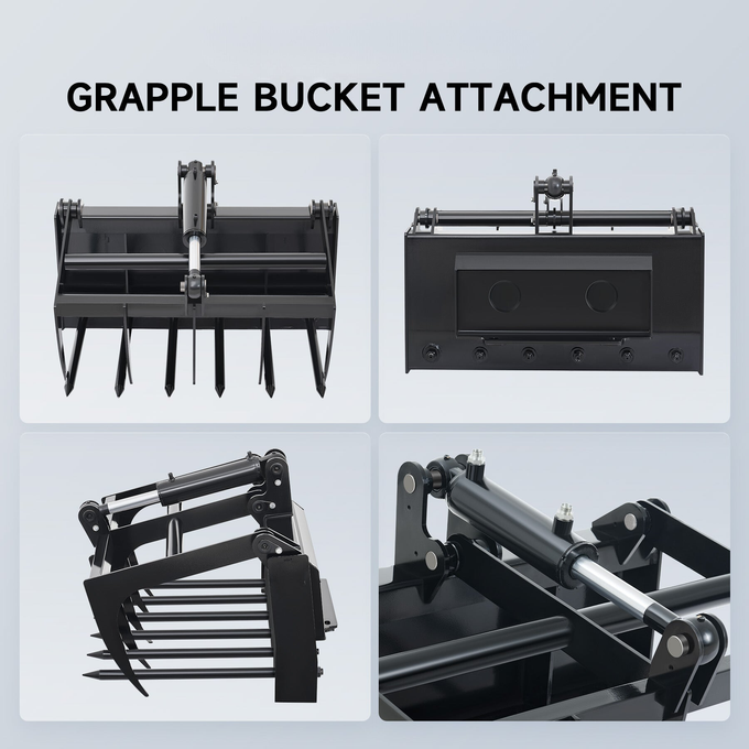 38" Heavy-Duty Hydraulic Root Grapple – For Mini Skid Steers image 3