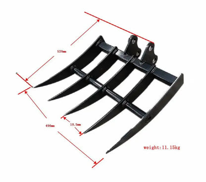 20.5" Heavy-Duty Mini Excavator Rake Attachment – For TYPHON & 3-Ton Mini Excavators image 1