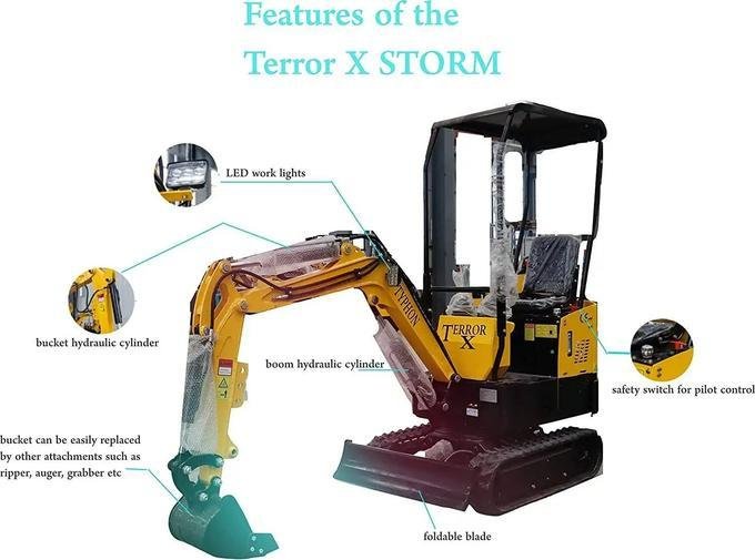 TYPHON TERROR X STORM 1-Ton Mini Excavator – High-Performance Crawler Trench Digger with Protective Canopy & Hydraulic Systems image 3