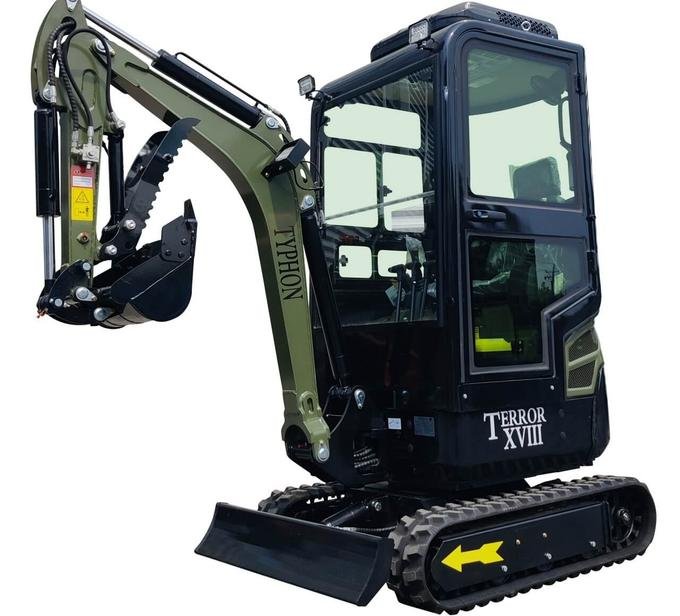 TYPHON TERROR XVIII Prestige Heavy-Duty Mini Excavator – 2-Ton Green Edition Rubber Track Digger with Kubota Diesel image 0