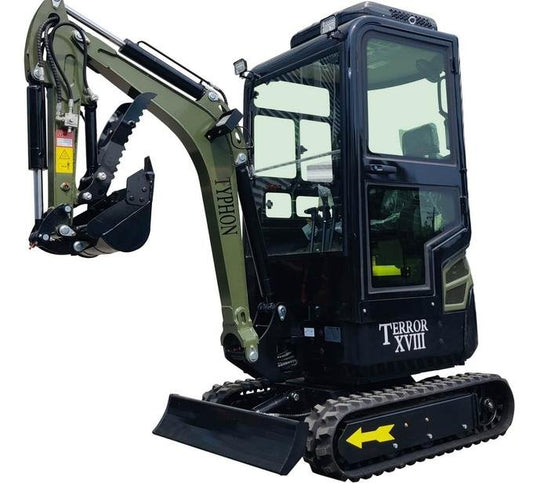 TYPHON TERROR XVIII Prestige Heavy-Duty Mini Excavator – 2-Ton Green Edition Rubber Track Digger with Kubota Diesel image 0