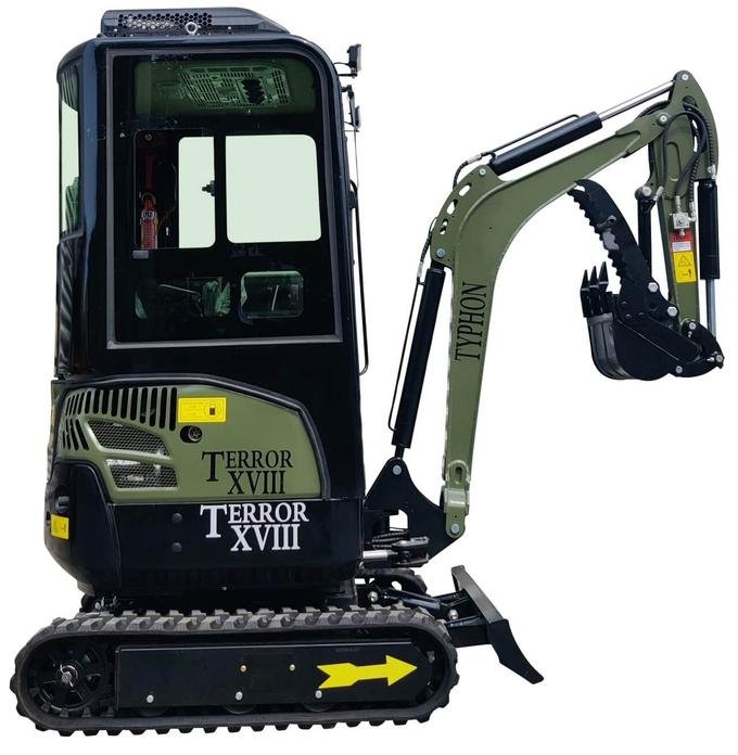 TYPHON TERROR XVIII Prestige Heavy-Duty Mini Excavator – 2-Ton Green Edition Rubber Track Digger with Kubota Diesel image 1