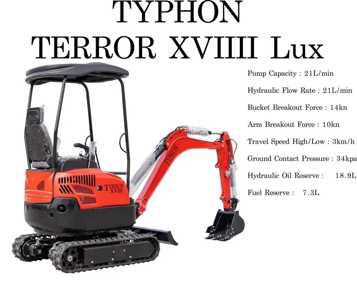 TYPHON LUX Heavy-Duty Mini Excavator – 4000 lbs Rubber Track Digger with Kubota Diesel Engine image 6