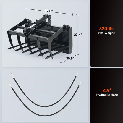 38" Heavy-Duty Hydraulic Root Grapple – For Mini Skid Steers image 5