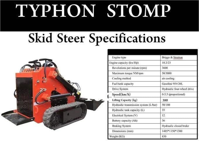 TYPHON STOMP Mini Skid Steer Loader – 1,800 lbs, 23 HP Gas EPA Engine image 5